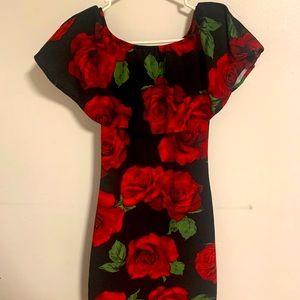 Off the shoulder rose dress